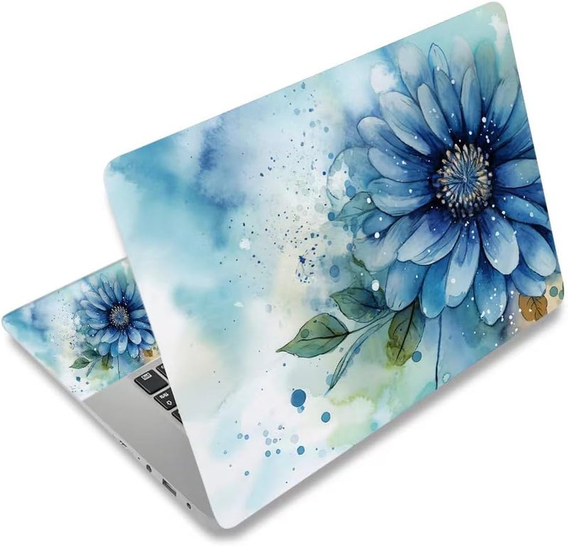 AIMSA Laptop Skin Sticker Decal, 17 17.3 inch Laptop Art Decal Universal Cover, Decorative Stickers Notebook Skin Protector, Blue Flower - Image 1